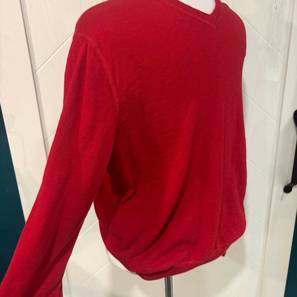 American Eagle Men's V-Neck Sweater in Bold Red/ Y2K Style‎ - Picture 5 of 7